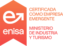 Enisa certification seal: Certified as an emerging company (startup), Ministry of Industry and Tourism</picture>